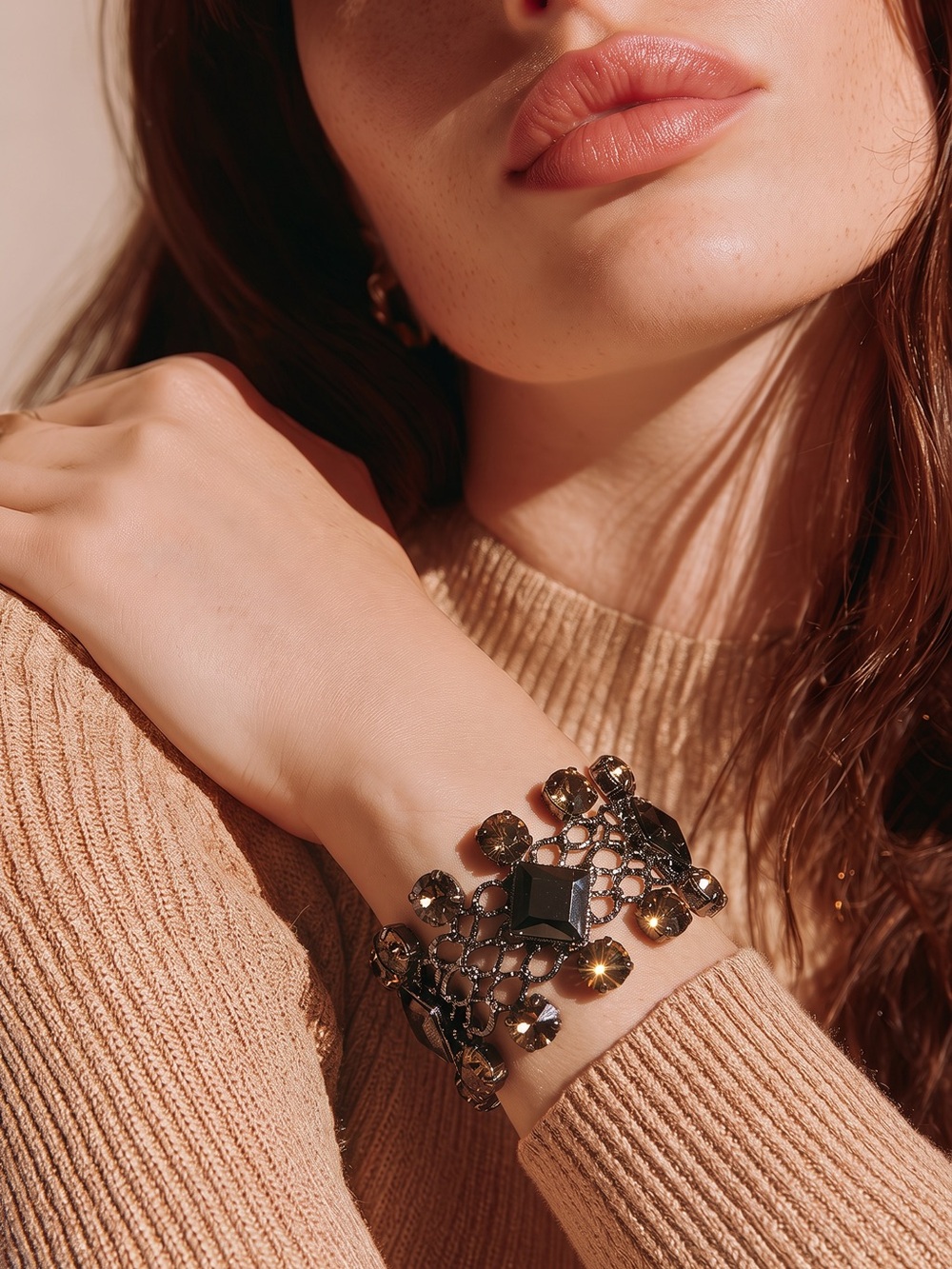 Statement Black plating and Topaz color Bracelet